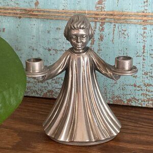 Vintage Silverplate Mini Choir Girl Christmas Candle Holder Made in Italy
